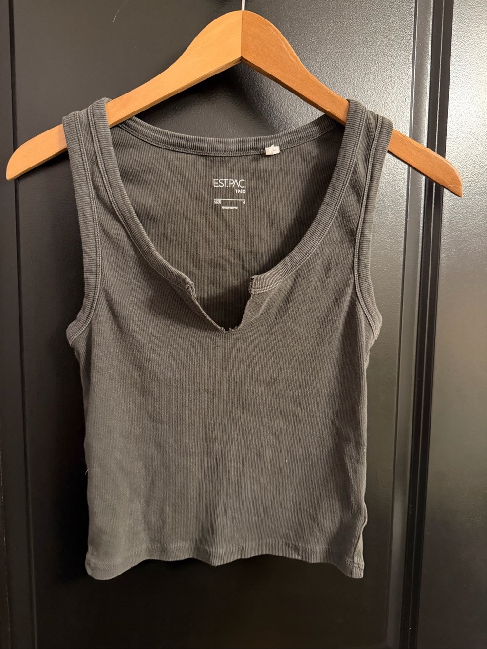 PacSun Charcoal Ribbed Tank Top with V-Notch